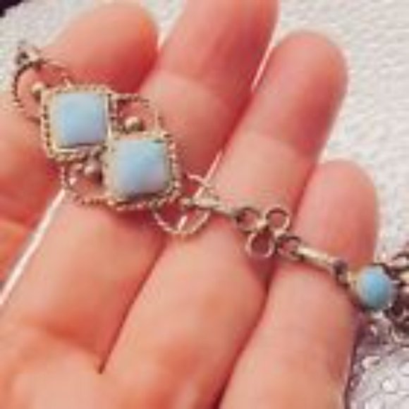 ARTISAN ONE OF A KIND HANDMADE LARIMAR AND STERLING BOHEMIAN LOOK BRACELET 16 - Picture 2 of 3